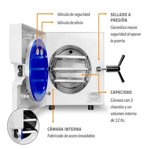 Autoclave de Vapor, Modelo AV-07, 12L